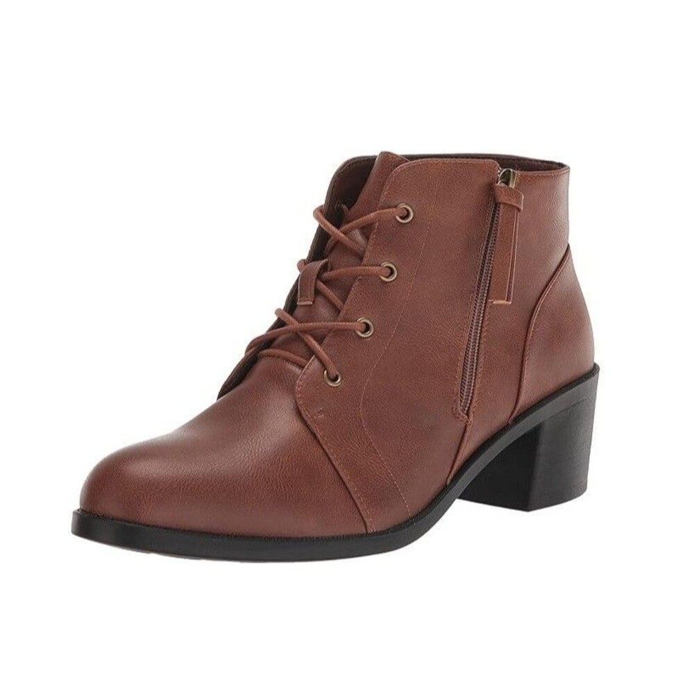 Easy Street Womens 8 W Tan Brown Becker Faux Leather Ankle Booties NIB XD2